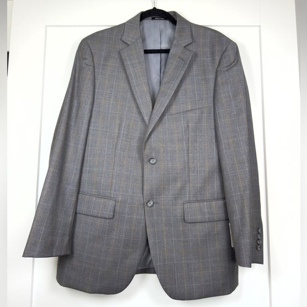 Pronto Uomo Platinum Men Two Button Gray Blazer Wool Blend Sport Coat Jacket 40R